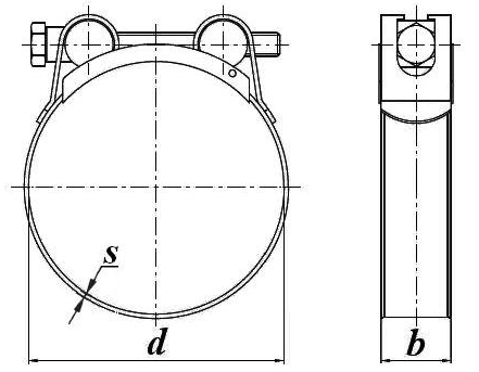 Хомут силовой 80-85/24 мм, оцинкованная сталь W1 - схема, чертеж