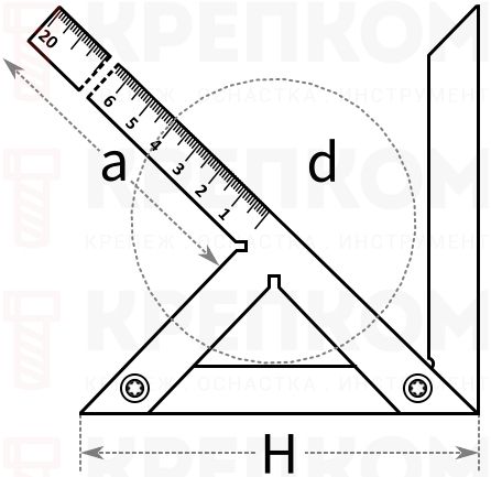 Угольник центровочный Kinex - чертеж
