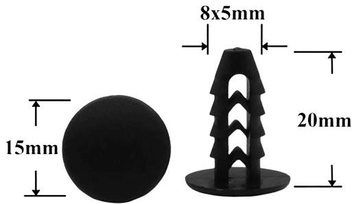Клипса автомобильная крепежная нажимная AS-1291 - схема