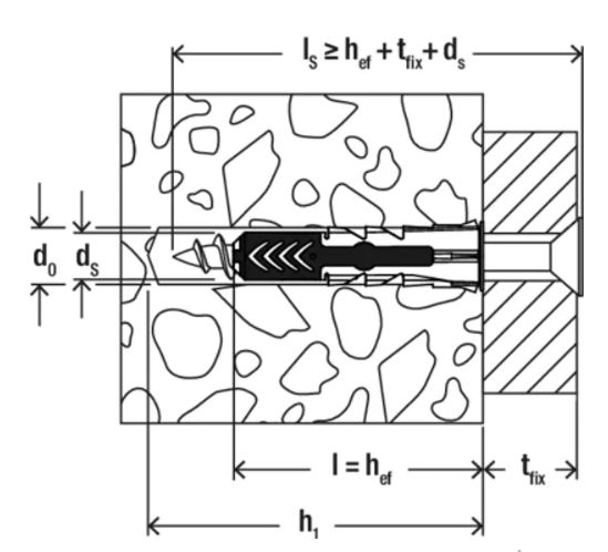 Дюбель 6х30 с шурупом Fischer DUOPOWER RB - чертеж