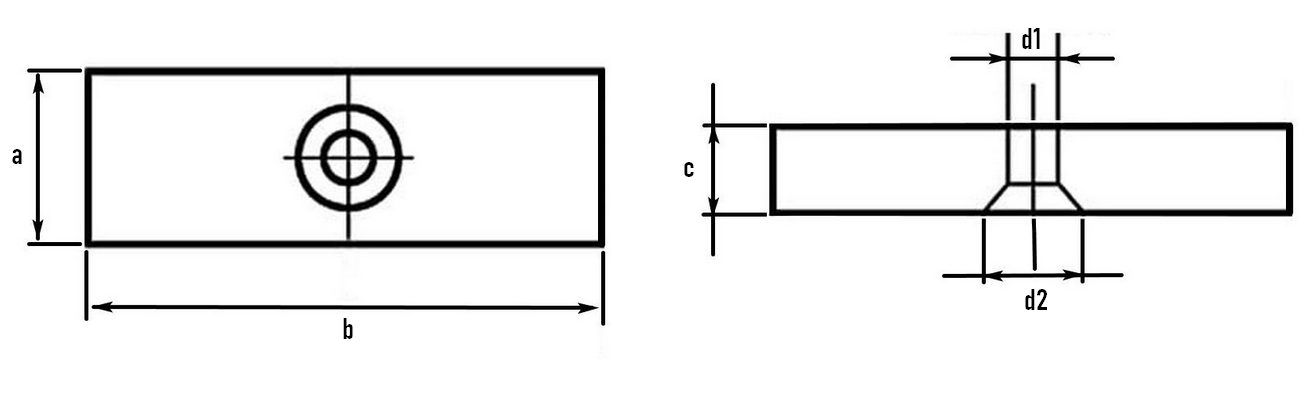 неодимовый магнит прямоугольный с зенковкой схема