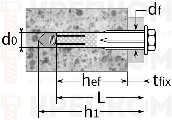 Анкер универсальный Tox Control - схема, чертеж