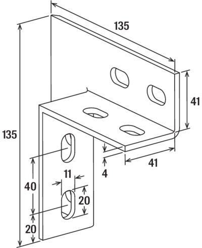 Соединительный уголок для профиля FUS Fischer UWS 049479 - чертеж