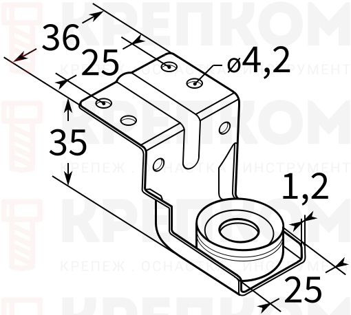 Кронштейн Z-образный 1,2F TERMOCLIP - схема, чертеж