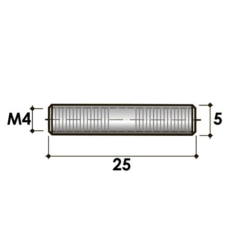 Цилиндр с внутренней резьбой М4х18 - размеры