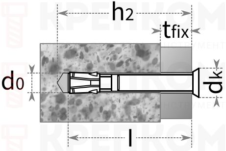Анкер-гвоздь fischer забивной - схема, чертёж