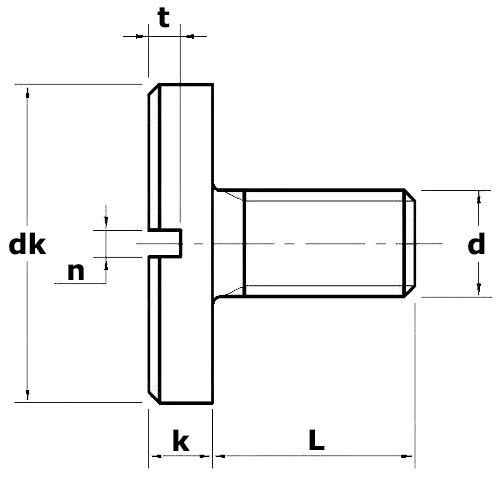 Винт DIN 921 с большой плоской головкой - чертеж