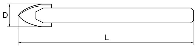 Сверло копьевидное по стеклу и керамике Волжский Инструмент - схема, чертеж