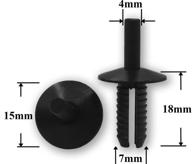 Клипса автомобильная крепежная с нажимным штырьком AS-1397 - схема