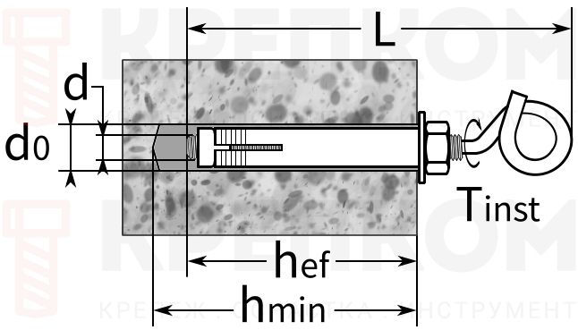 Распорный анкер с качельным крюком LHH - схема