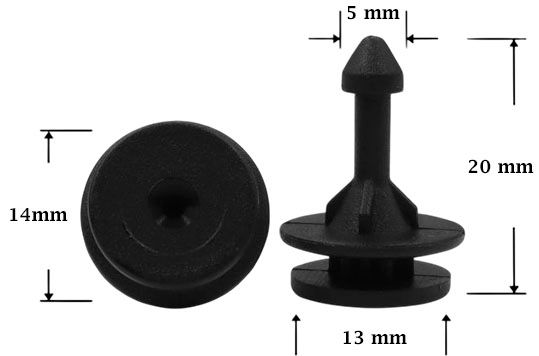 Клипса автомобильная крепежная с нажимным штырьком AS-1405 - схема