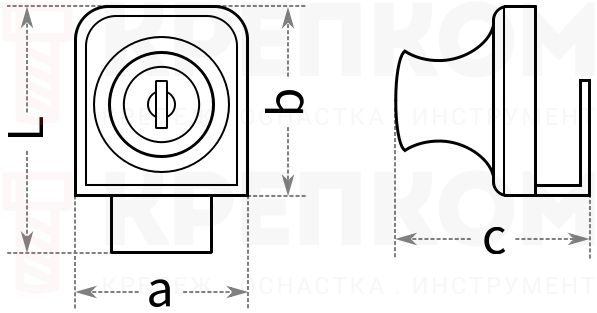 Замок накладной для стеклянной двери LOCK 407 CR 3467 - схема, чертеж