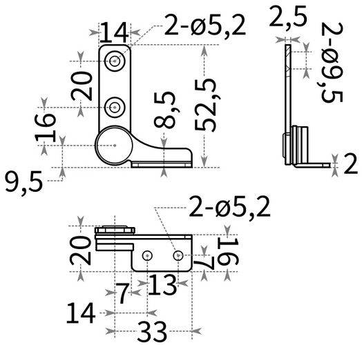 Петля с фиксированным крутящим моментом L334C - схема с размерами