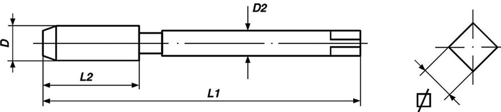 Метчик машинный с мелкой метрической резьбой DIN 374 form B - схема