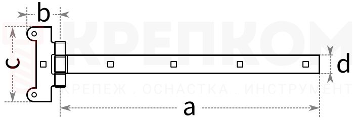 Петля для ворот 391х45х115 мм Gah Alberts - схема