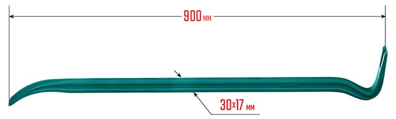 Лом-гвоздодер двутавровый 900 мм Grand Kraftool 21900-90 - размеры