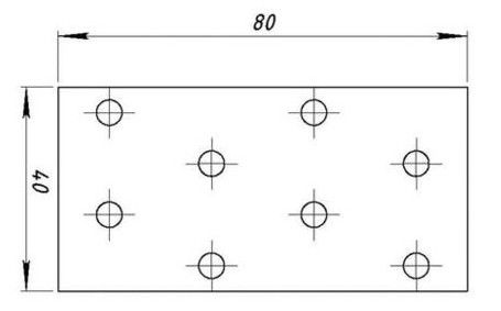 Крепежная пластина ПТ 80х40х1,5, схема