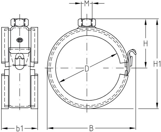 Хомут трубный MUPRO Safety Clip - схема