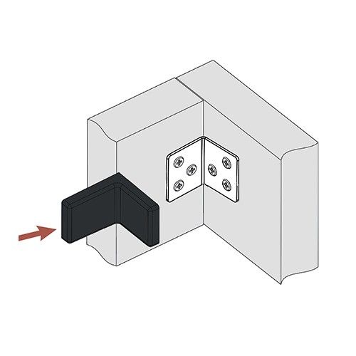 ANGLE Уголок мебельный с пластиковой накладкой 26х26х28 мм - применение