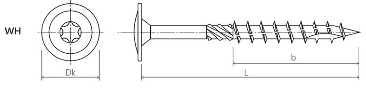 Саморез по дереву с тарельчатой головкой и шлицем TORX Himtex WH - схема