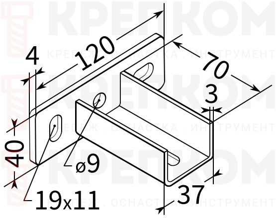 Фланец седельный поперечный 28 4F2 TERMOCLIP - схема, чертеж