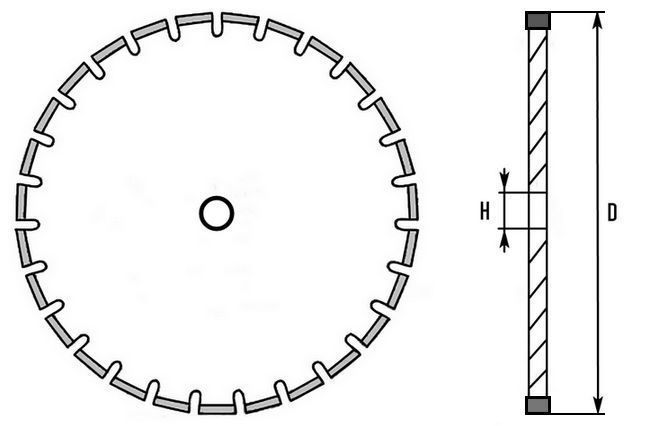 Диск алмазный универсал сухой V/M Messer - чертеж