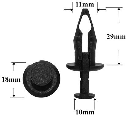 Клипса автомобильная крепежная с нажимным штырьком AS-1313 - схема