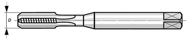 Метчик машинной-ручной с утолщенным хвостовиком DIN 371 Р6М5 Волжский Инструмент - схема, чертеж
