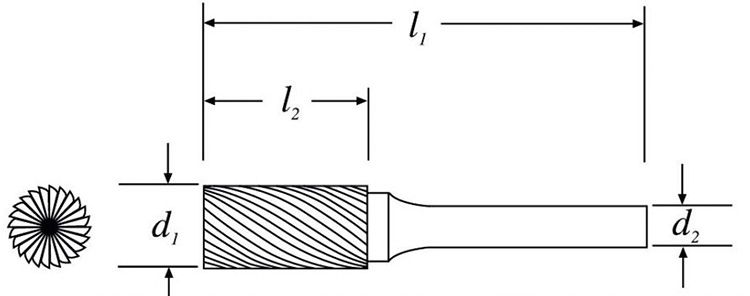 Мини-шарошки 4,8x10x3,2 мм L38 мм ЗУБР 35920 - схема
