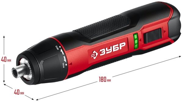 Отвертка аккумуляторная ЗУБР Мастер 3.6 В ЗО-4 - размеры