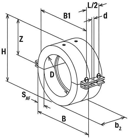 Хомут для холодных труб FFRC Fischer, пенополиуретан/оцинкованная сталь - схема