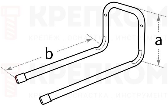 Крюк двойной гаражный Domax - схема, чертеж