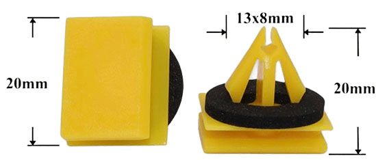 Клипса автомобильная крепежная фигурная AS-1540 - размеры