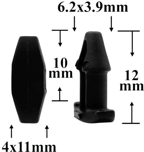 Клипса автомобильная крепежная фигурная AS-1855 - размеры