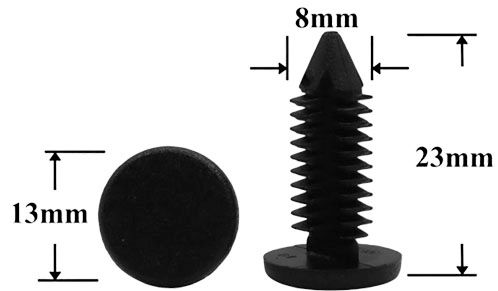 Клипса автомобильная крепежная нажимная AS-1264 - схема