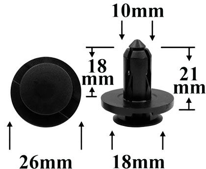 Клипса автомобильная крепежная с нажимным штырьком AS-1356 - схема