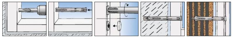 Нейлоновый рамный дюбель Fischer F-S - монтаж