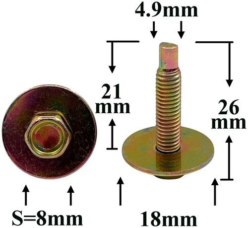 Болт автомобильный М5x21 с шестигранной головкой и шайбой H2105
