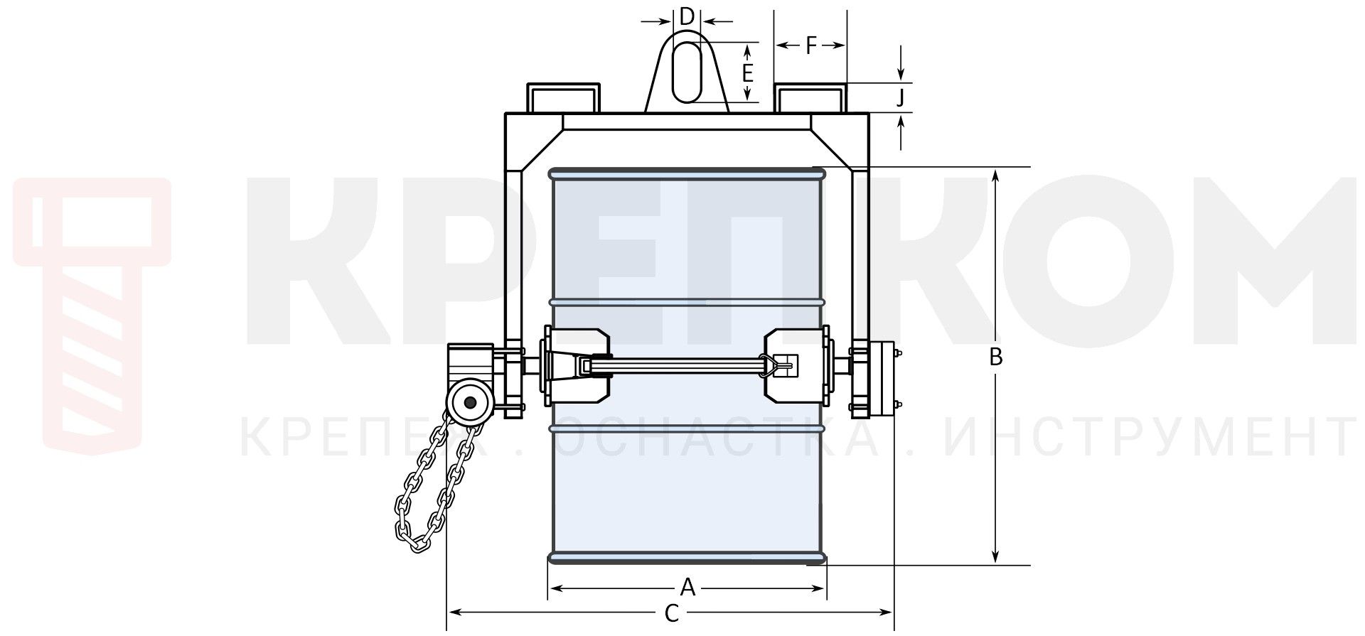 захват для бочек поворотный с редуктором ЗПБ схема