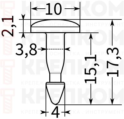 Клипса автомобильная фигурная 579 - схема, чертеж