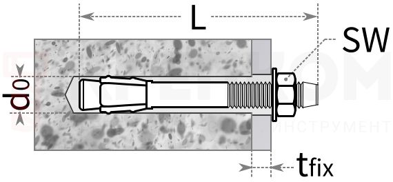 Анкер клиновой Sormat S-KAC - схема, чертеж