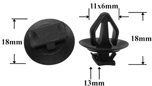 Клипса автомобильная крепежная фигурная AS-1281 - схема