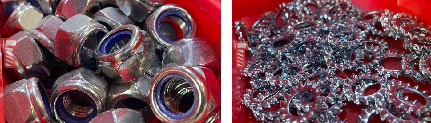 Cамоконтрящиеся гайки и стопорные шайбы - коллаж, фото