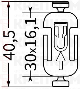 Клипса автомобильная фигурная 3029 - схема, чертеж