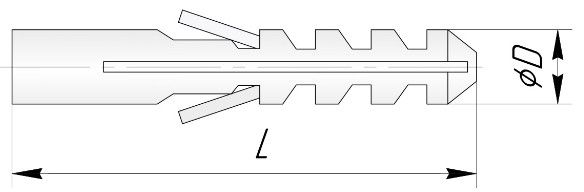 Дюбель распорный тип S - схема, чертеж