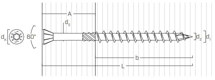 Саморез по дереву HOLZ SHS - схема