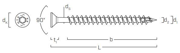 Саморез по дереву HOLZ HTS - схема
