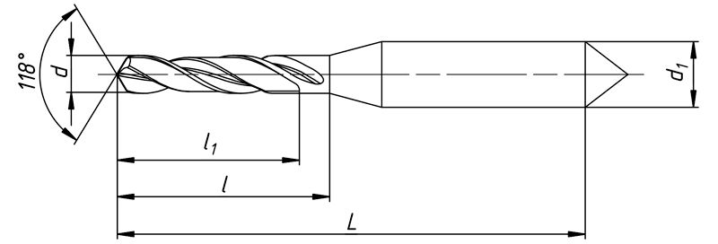 Схема длинных свёрл по ГОСТ 8034-76