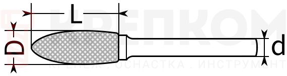 Борфреза твердосплавная тип H (форма пламени) Messer - схема