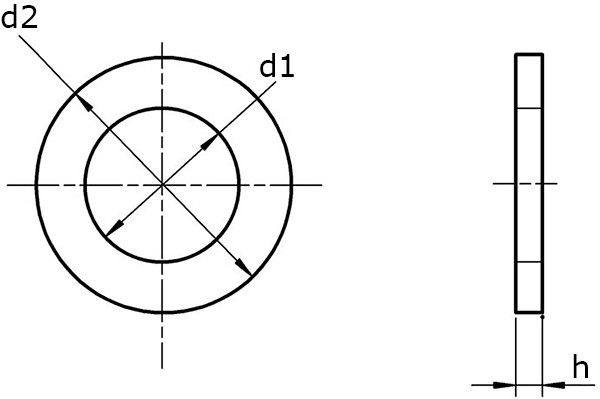 Шайба плоская дюймовая DIN 125 form A - схема